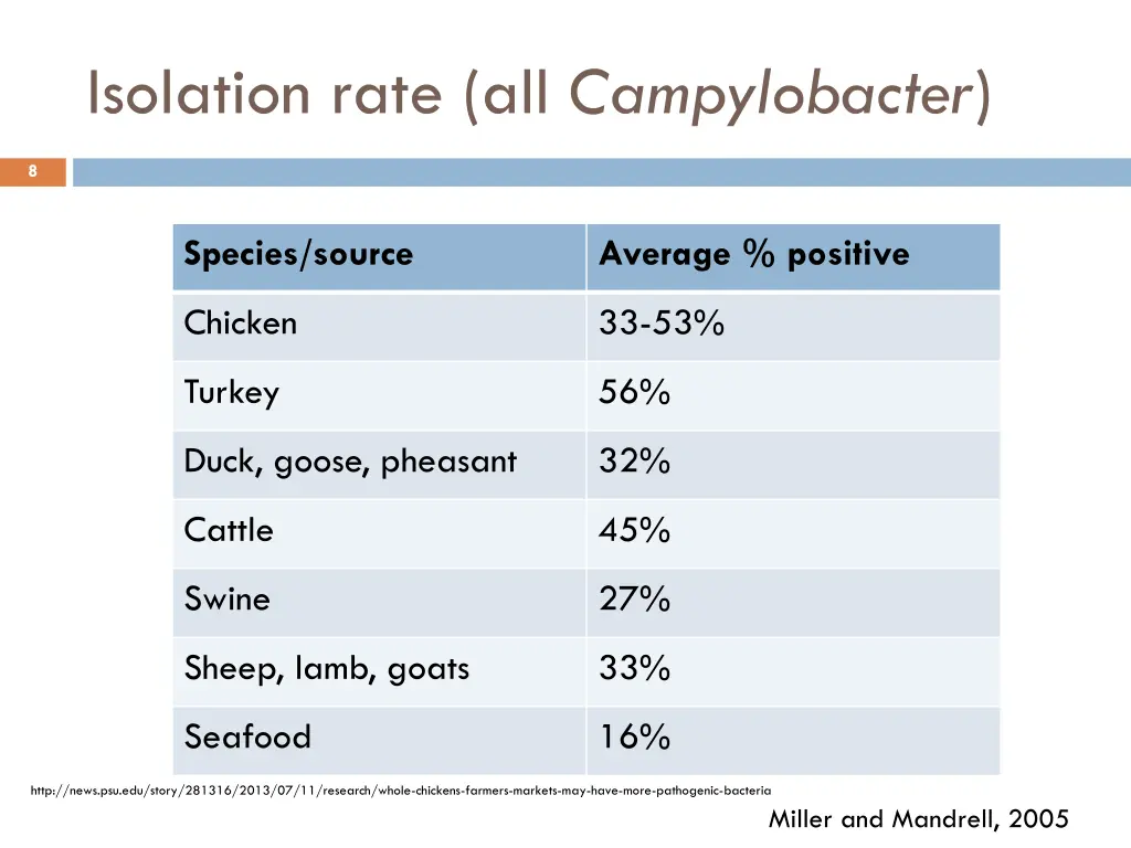 isolation rate all campylobacter