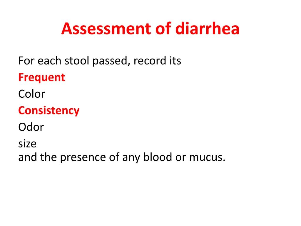 assessment of diarrhea