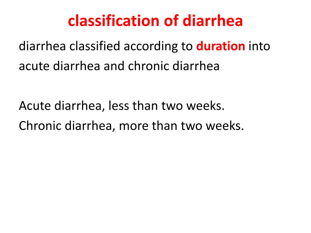 classification of diarrhea