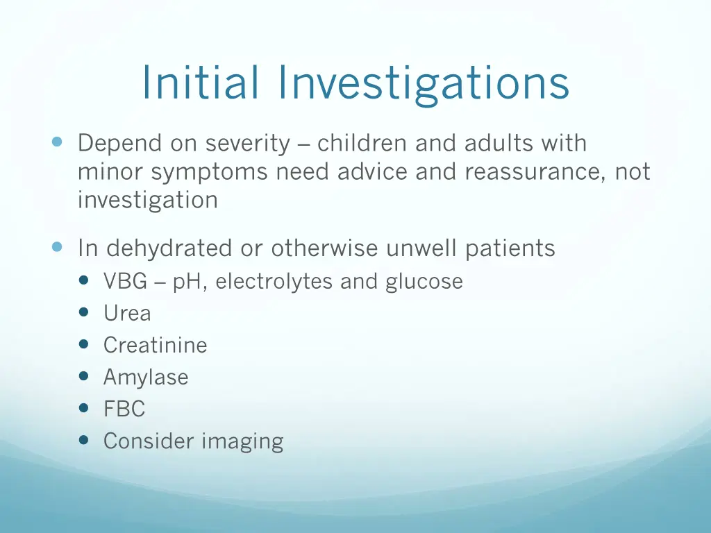 initial investigations