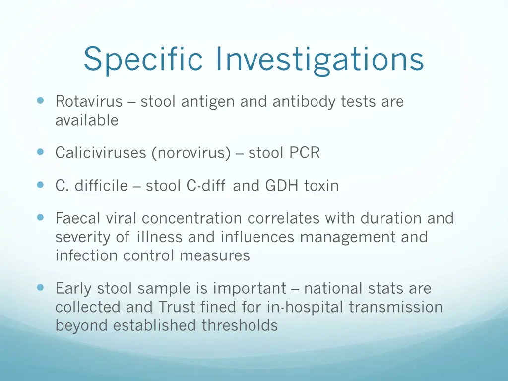 specific investigations