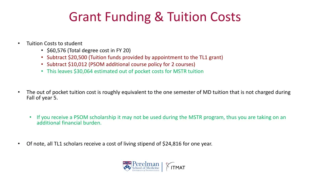grant funding tuition costs