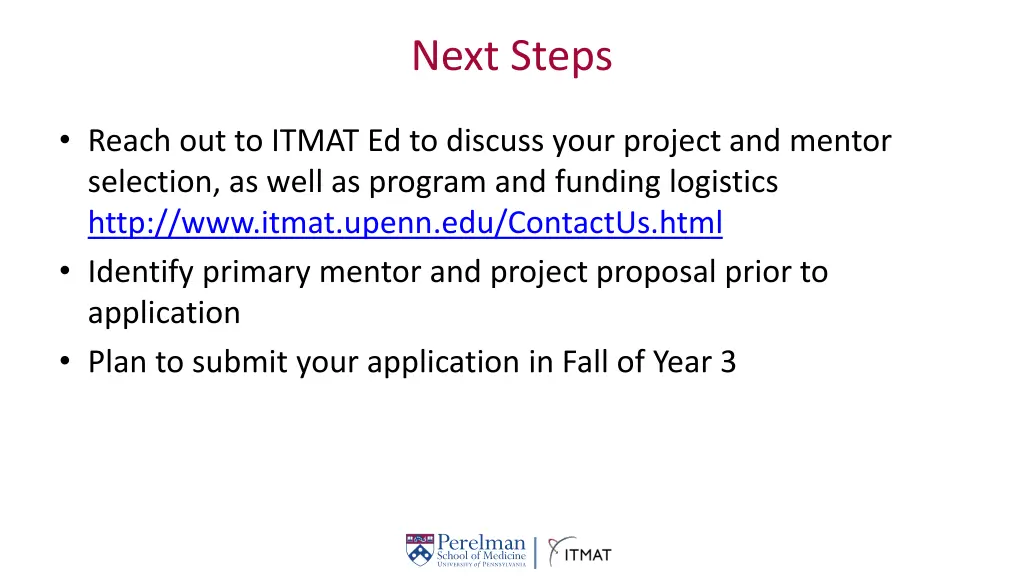 next steps
