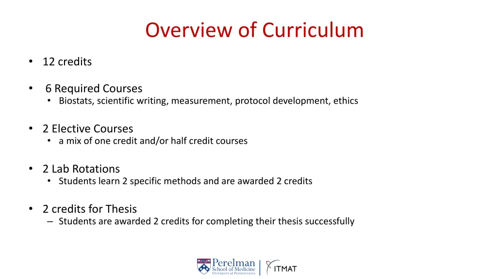 overview of curriculum