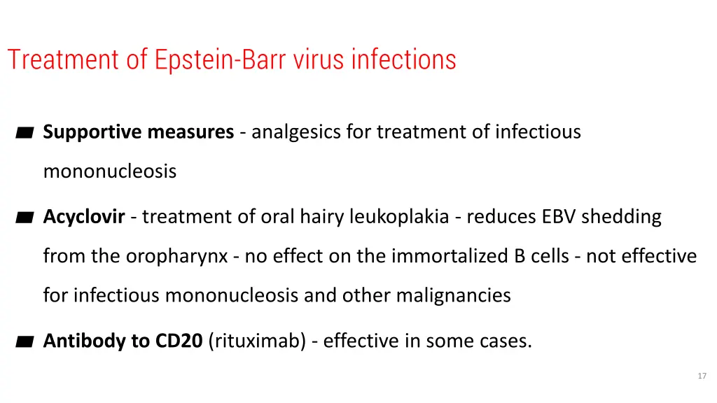 treatment of epstein barr virus infections