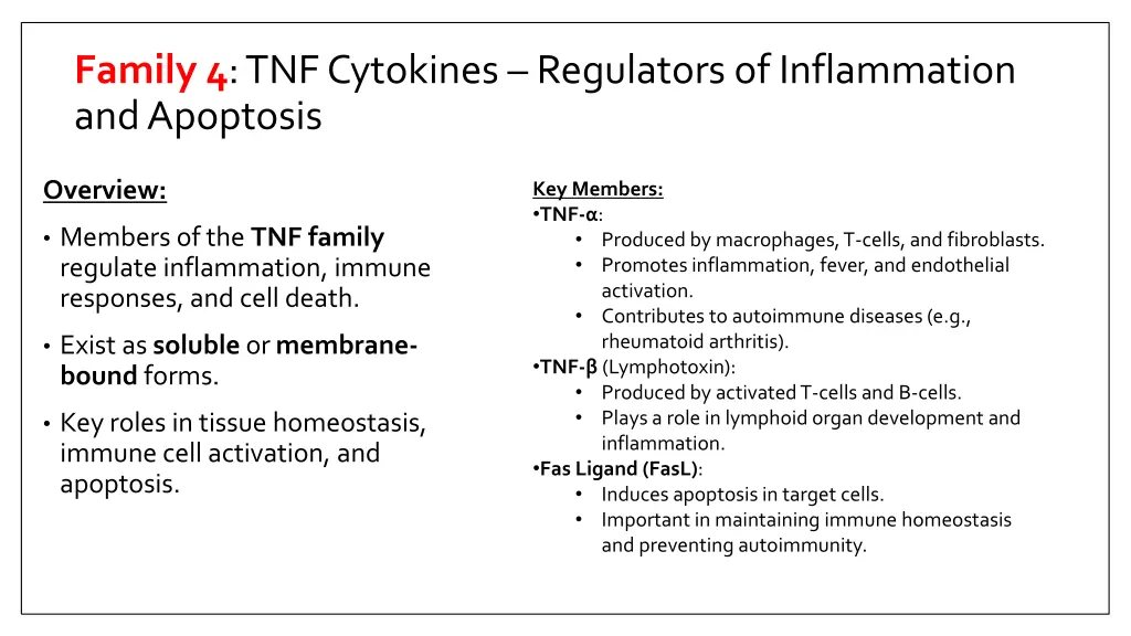 family 4 tnf cytokines regulators of inflammation
