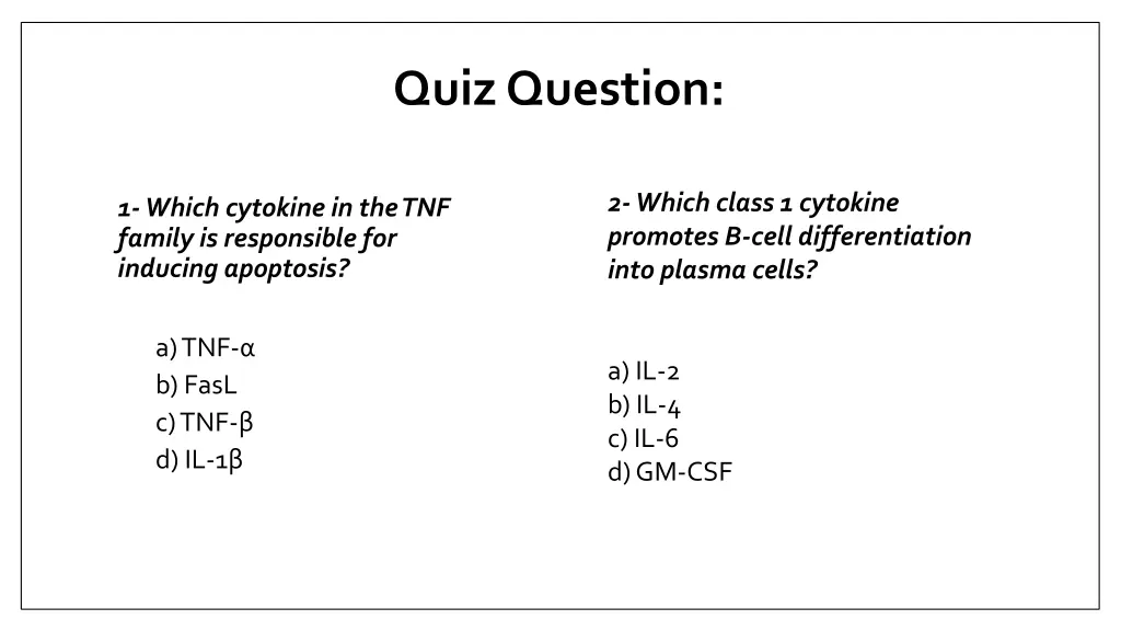quiz question
