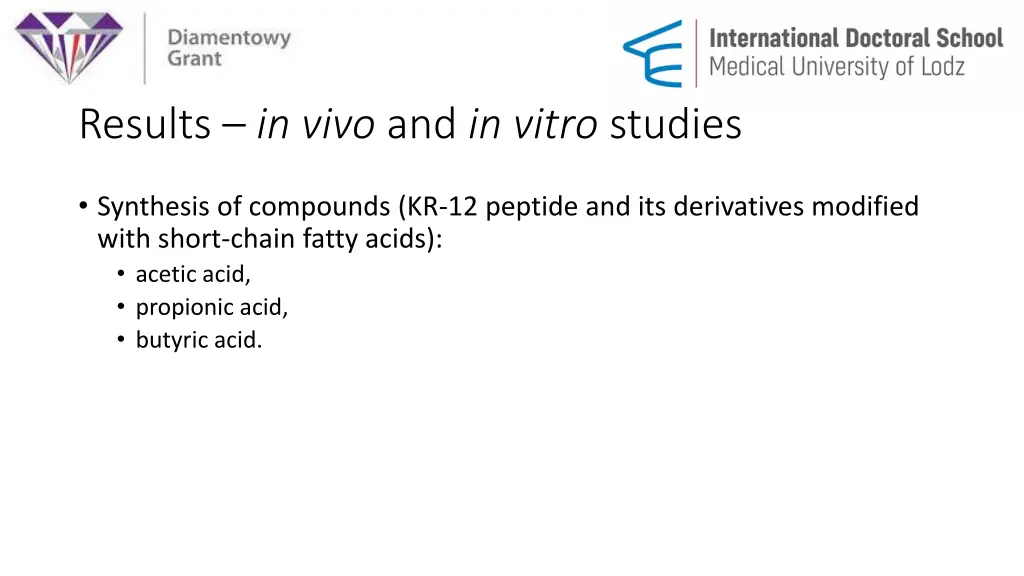 results in vivo and in vitro studies