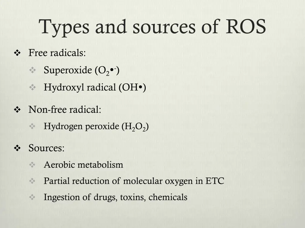 types and sources of ros