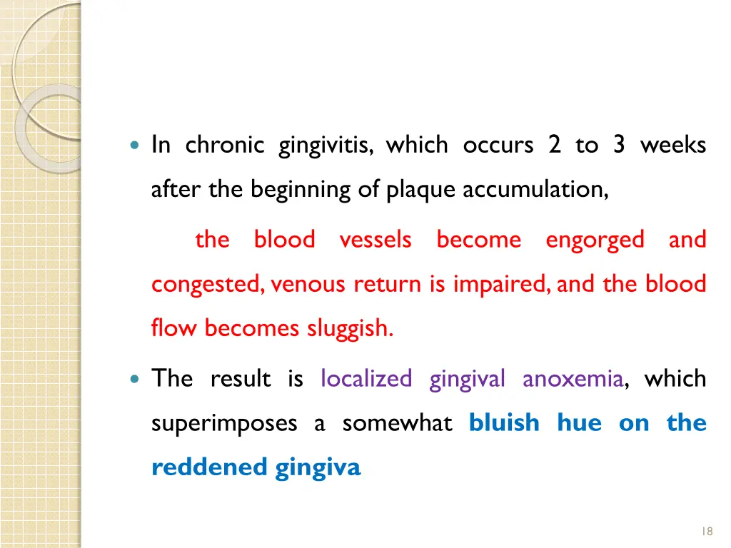 in chronic gingivitis which occurs 2 to 3 weeks