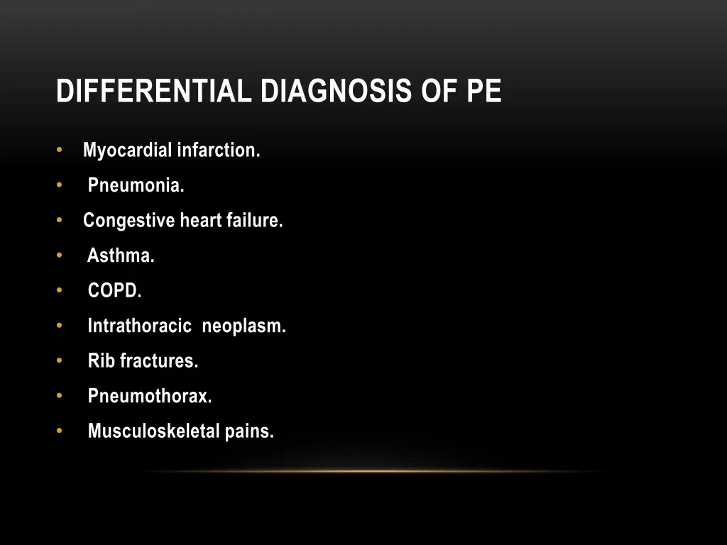 differential diagnosis of pe