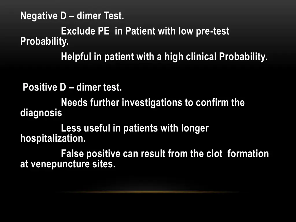 negative d dimer test exclude pe in patient with
