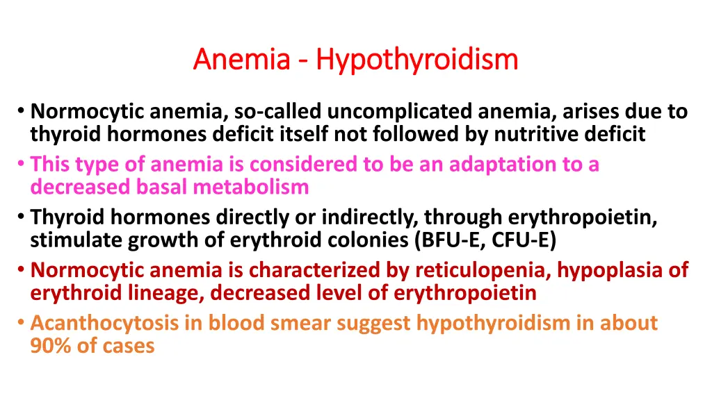 anemia anemia hypothyroidism hypothyroidism 1