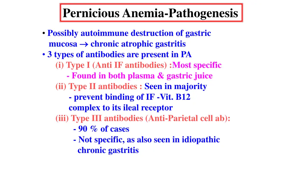 pernicious anemia pathogenesis