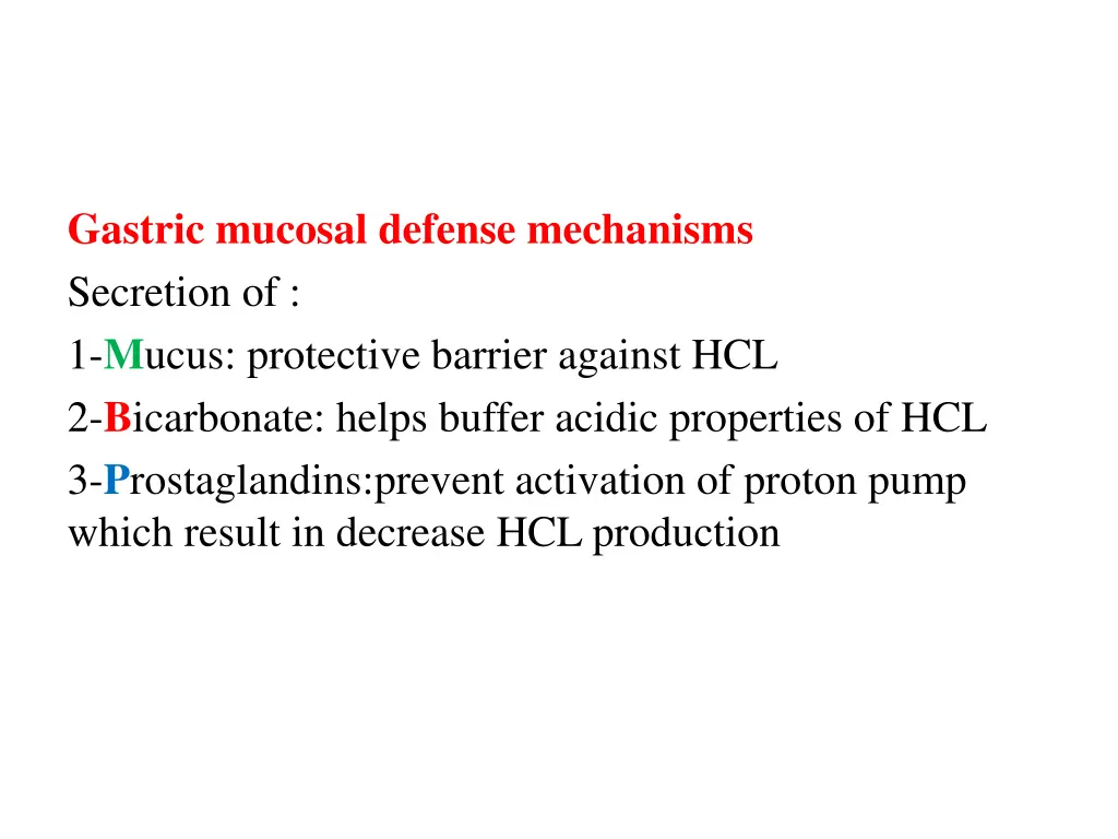 gastric mucosal defense mechanisms secretion