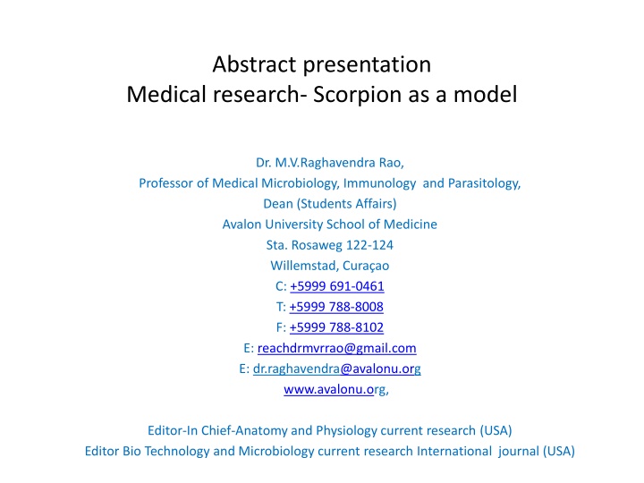 abstract presentation medical research scorpion