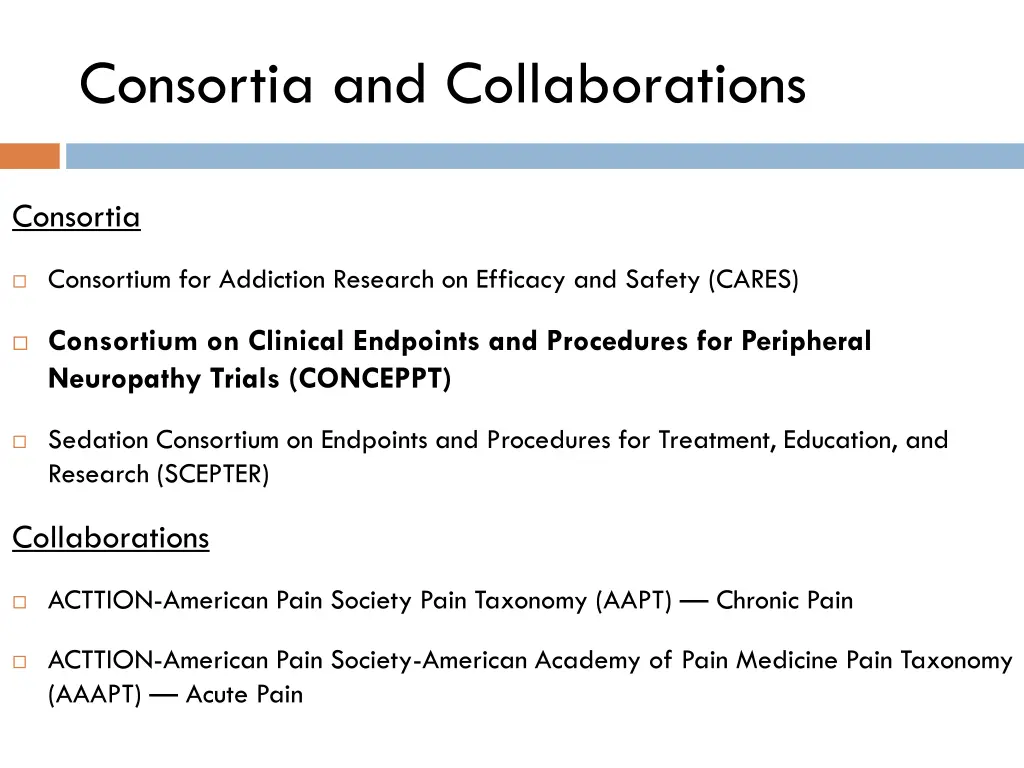 consortia and collaborations