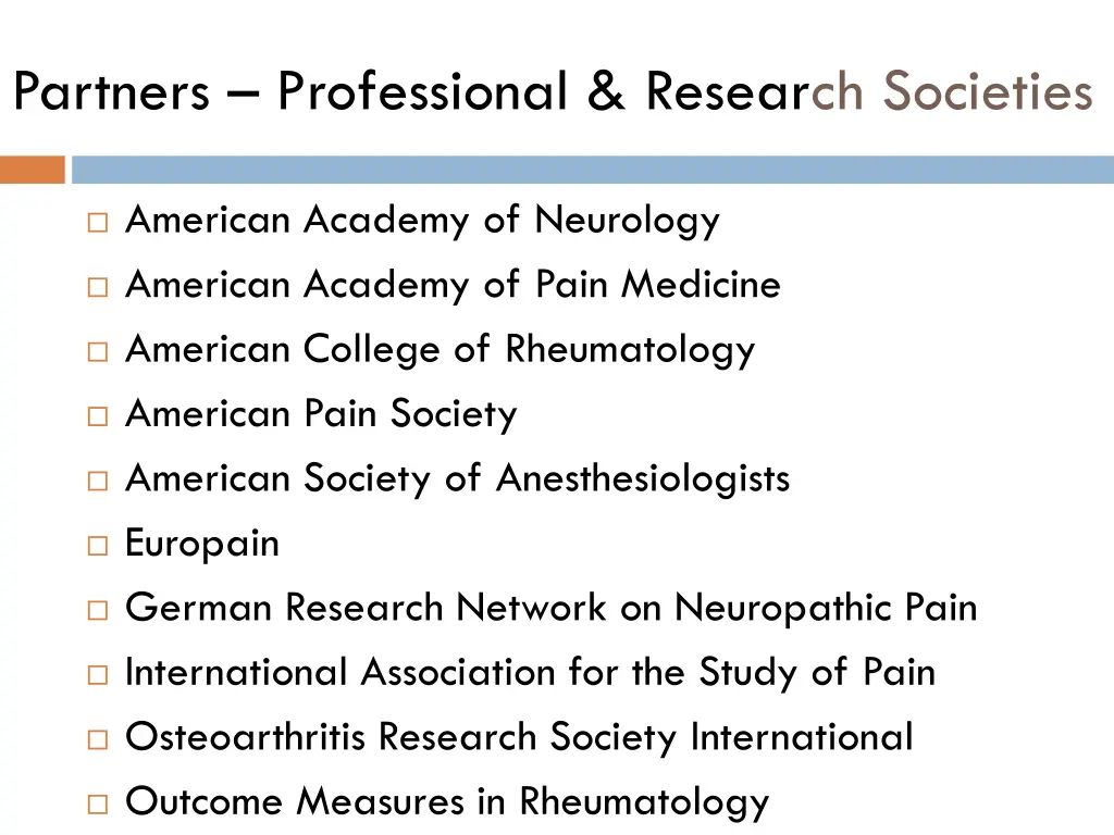 partners professional research societies