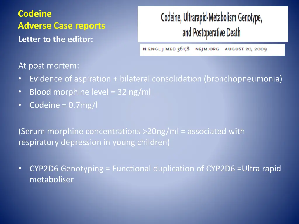codeine adverse case reports letter to the editor 1