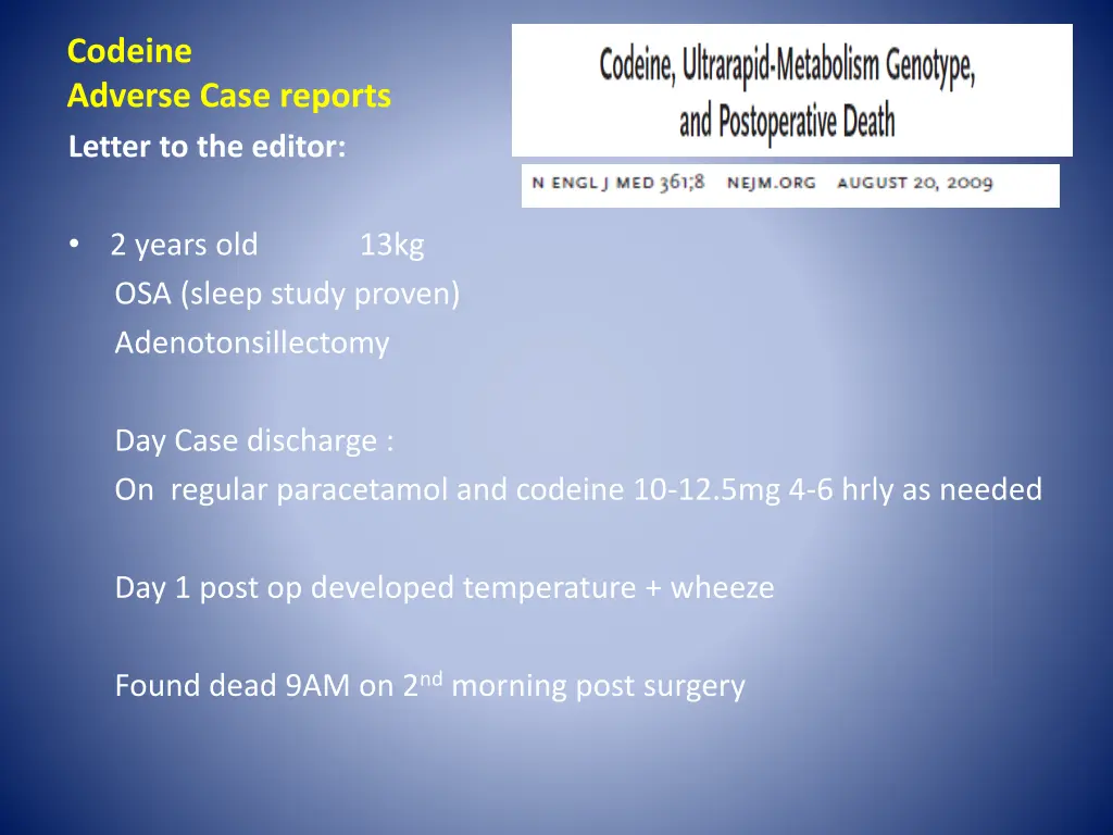 codeine adverse case reports letter to the editor