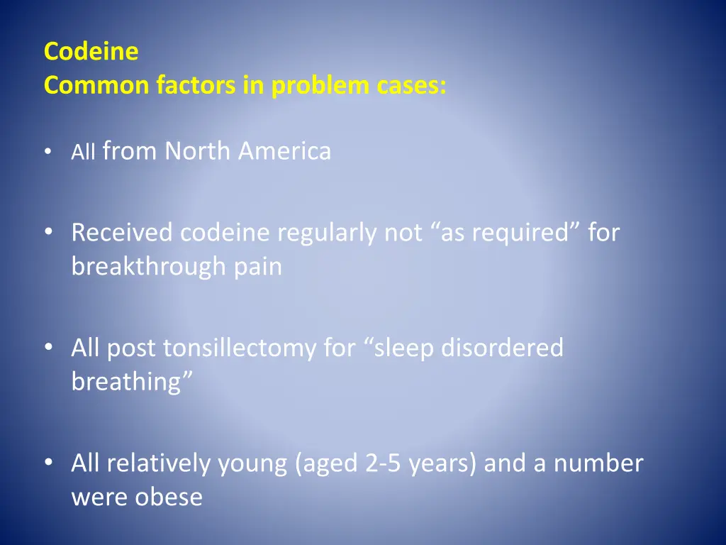 codeine common factors in problem cases