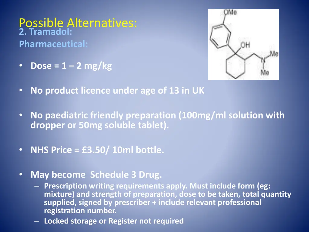 possible alternatives 2 tramadol pharmaceutical