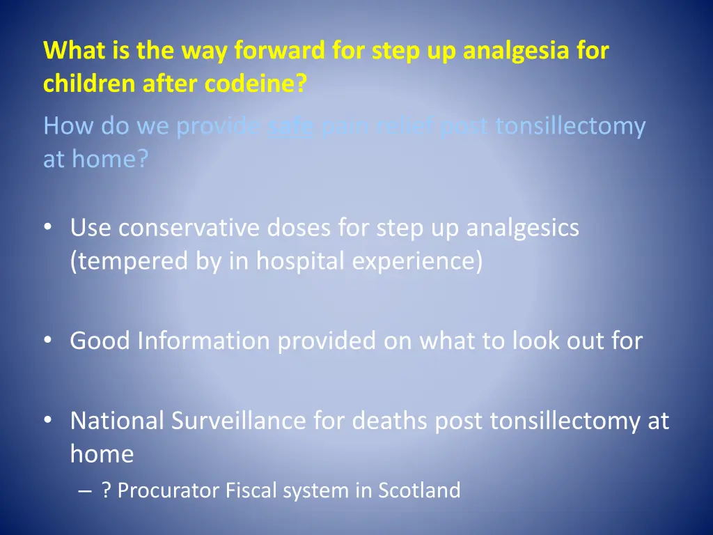 what is the way forward for step up analgesia 1
