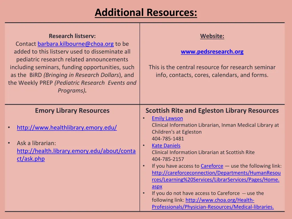 additional resources