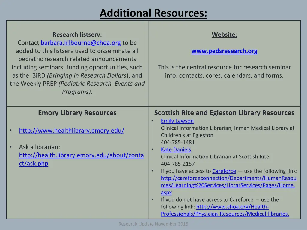 additional resources