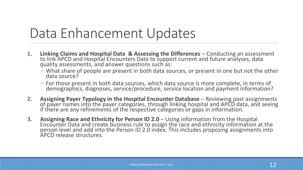 data enhancement updates