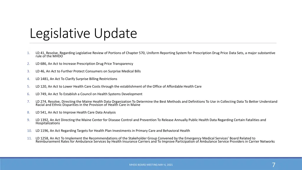 legislative update