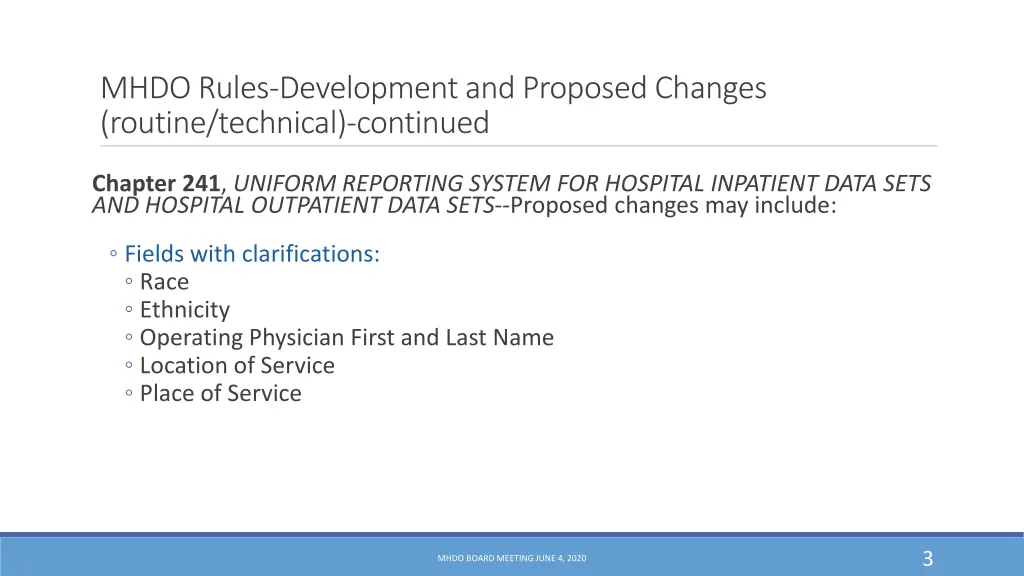 mhdo rules development and proposed changes 1