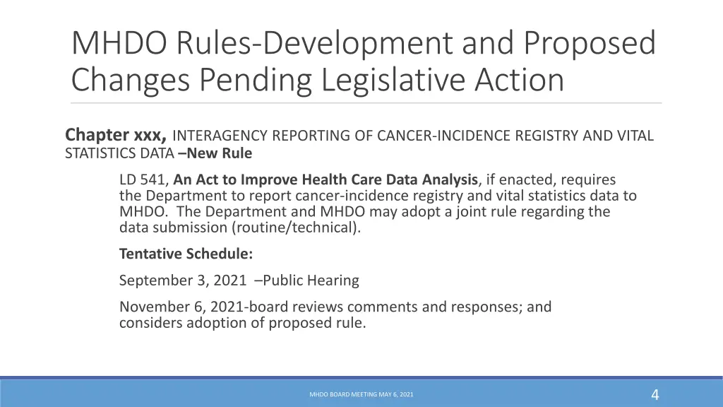 mhdo rules development and proposed changes 2