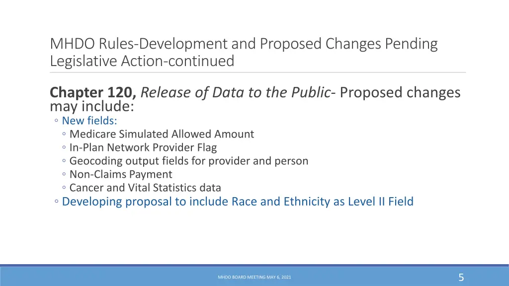 mhdo rules development and proposed changes 3