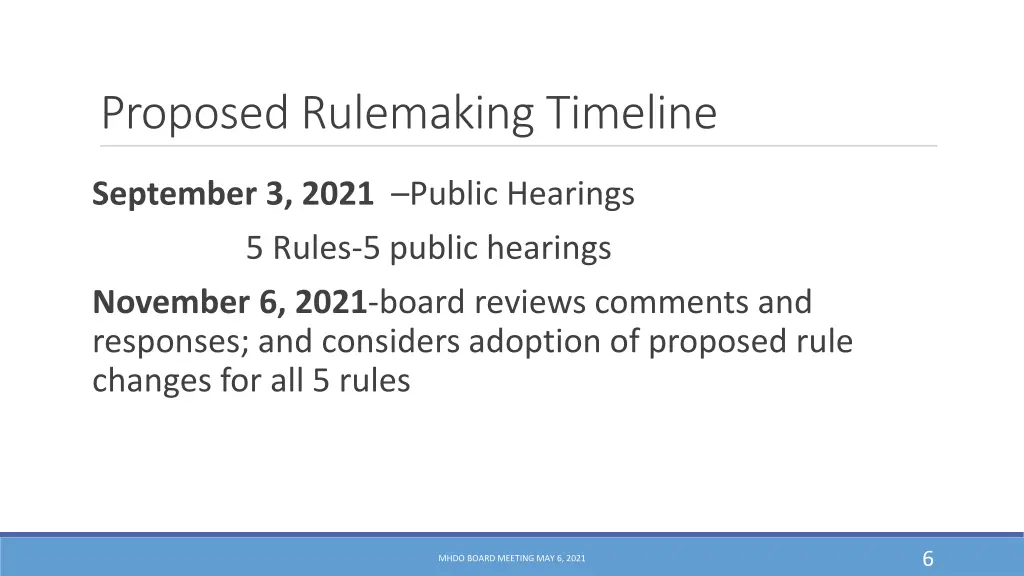 proposed rulemaking timeline