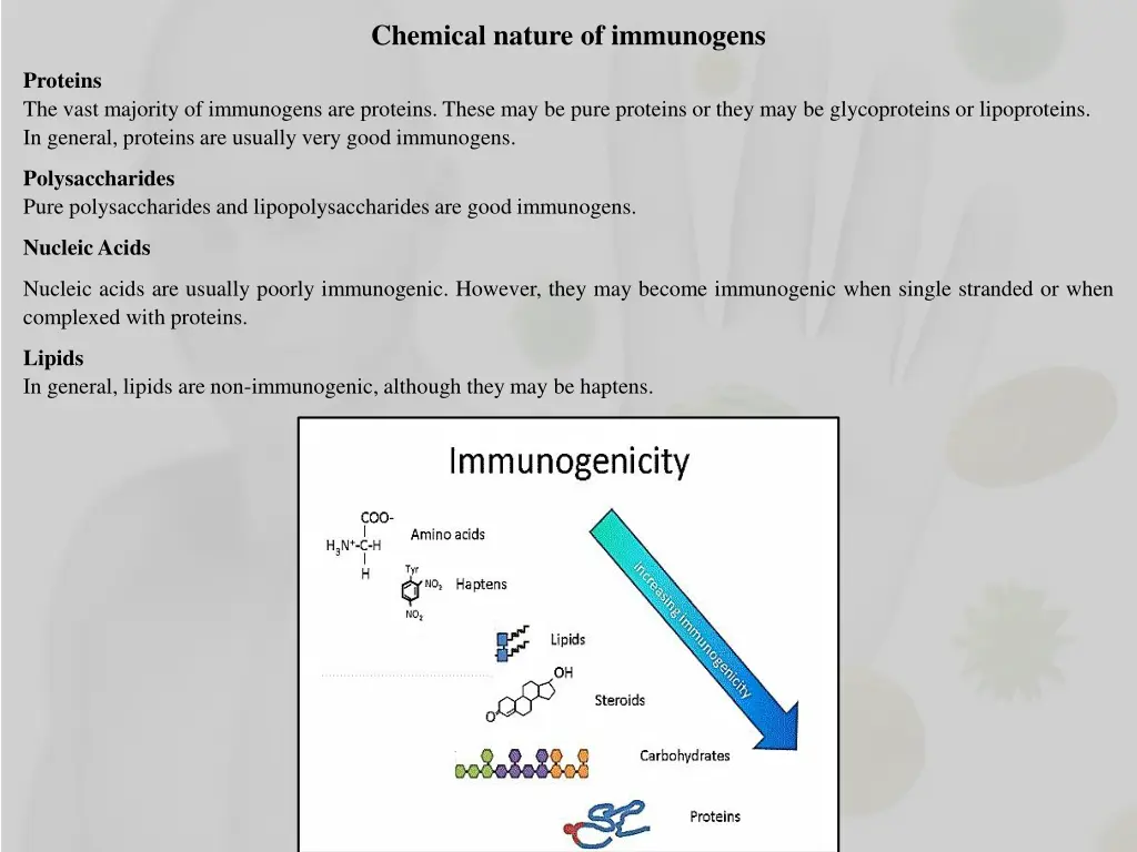 chemical nature of immunogens
