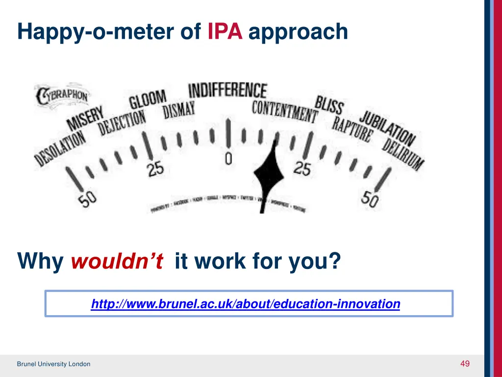 happy o meter of ipa approach
