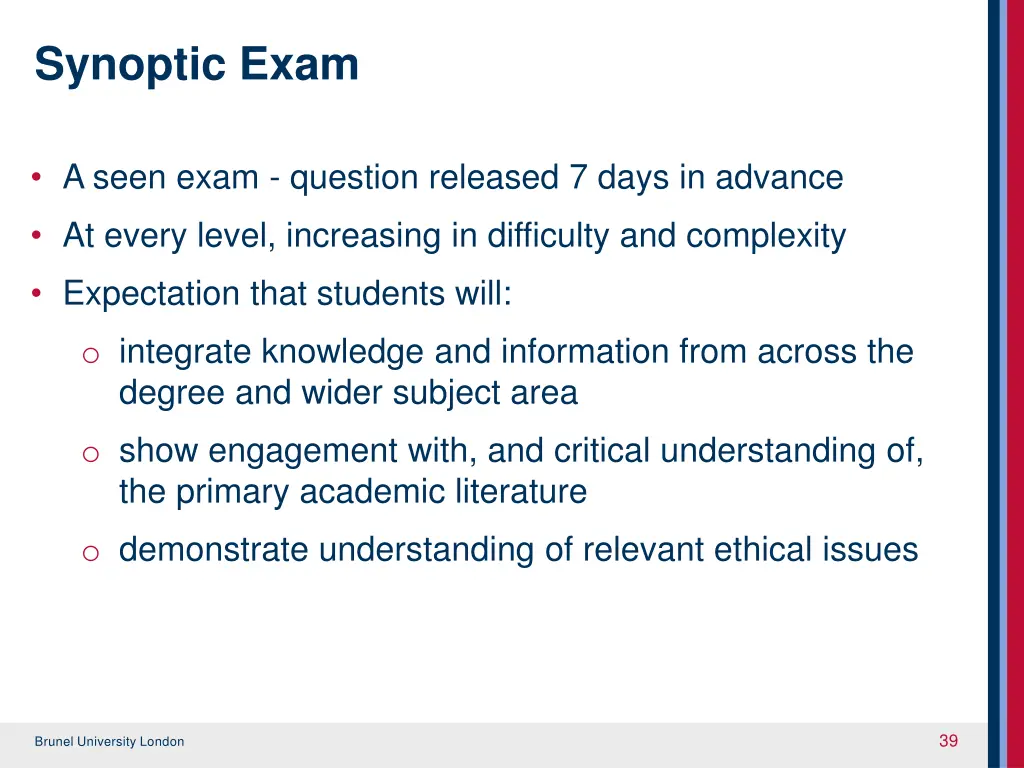 synoptic exam