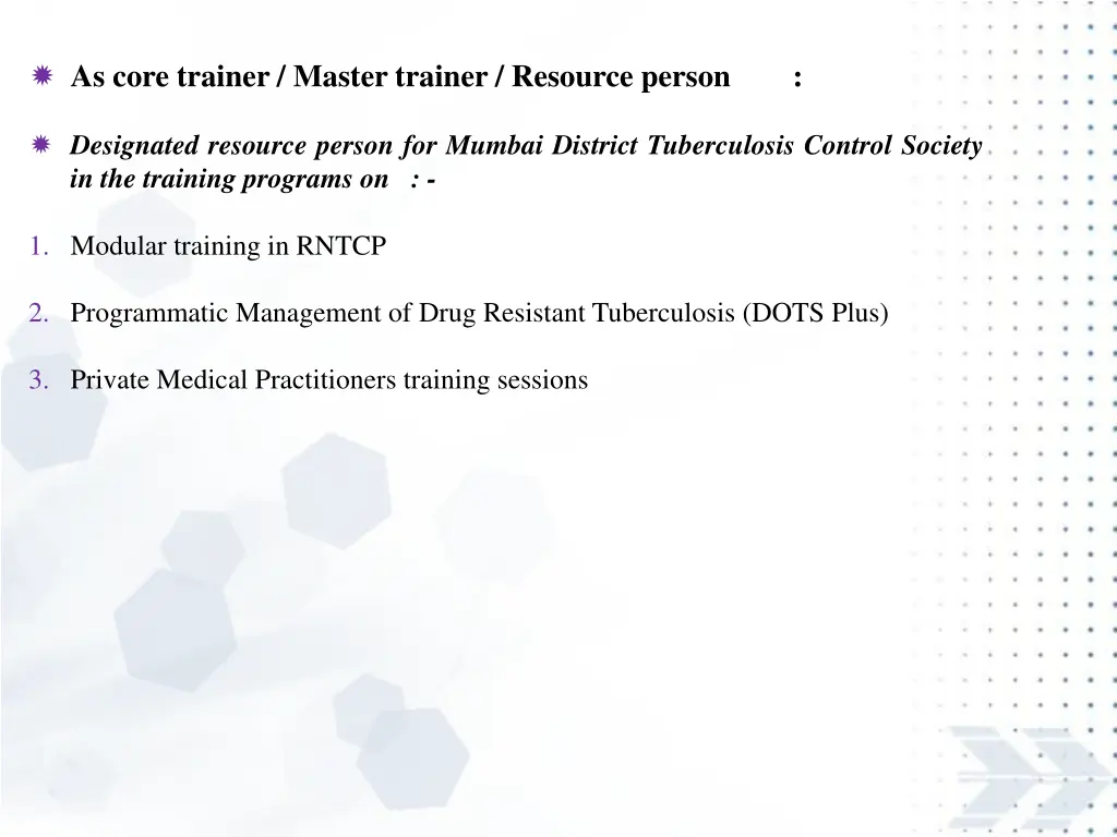 as core trainer master trainer resource person