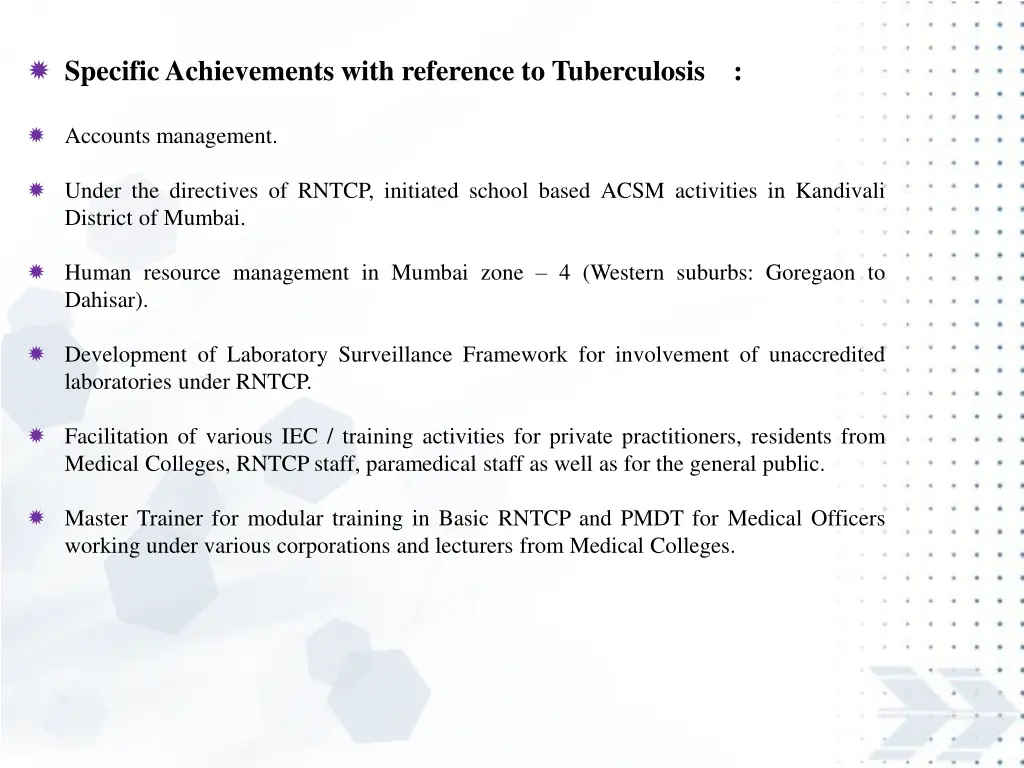 specificachievements with reference 1