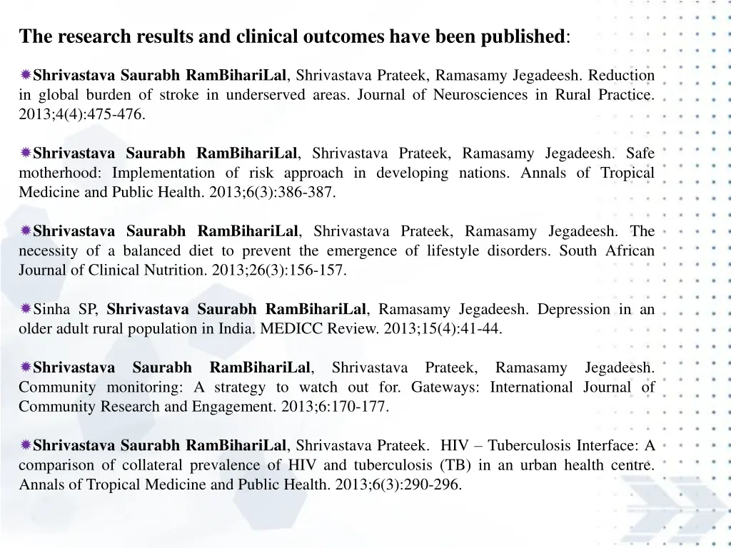 the research results and clinical outcomes have 10