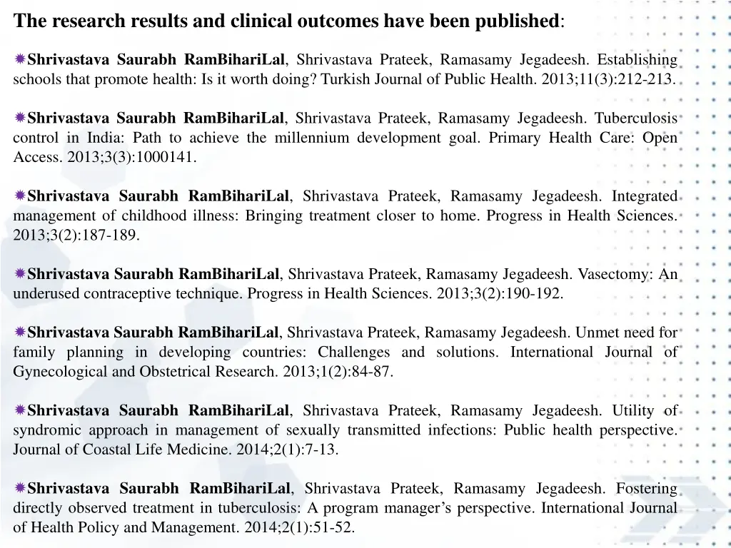 the research results and clinical outcomes have 12