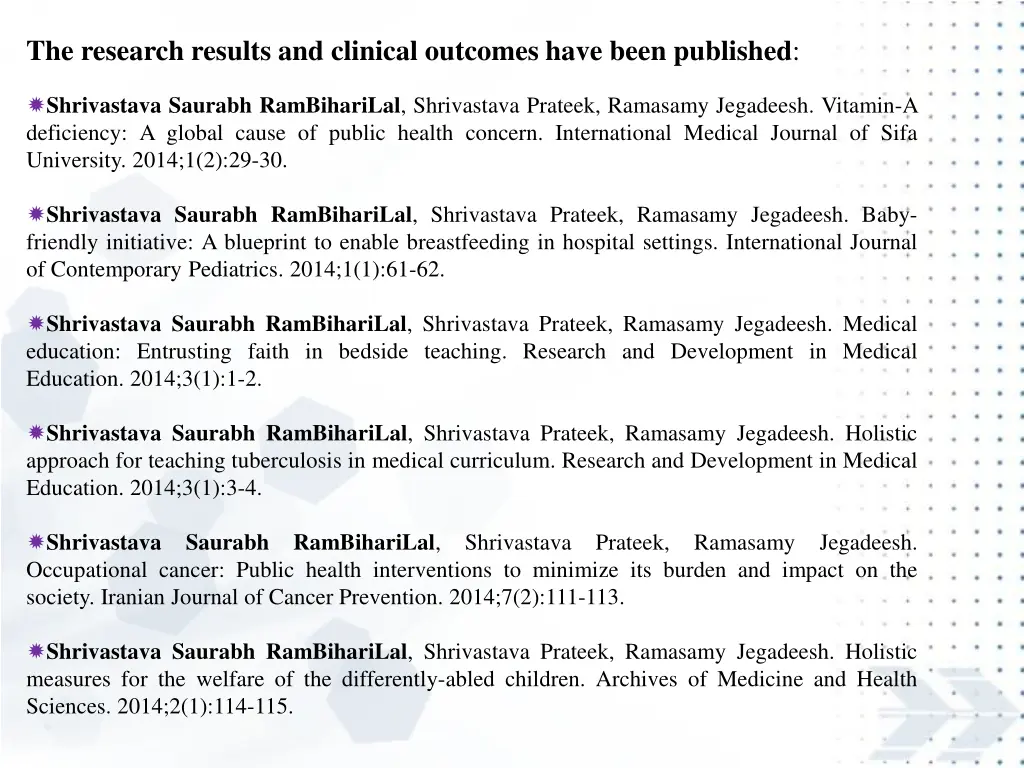 the research results and clinical outcomes have 16