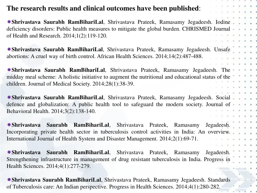 the research results and clinical outcomes have 17