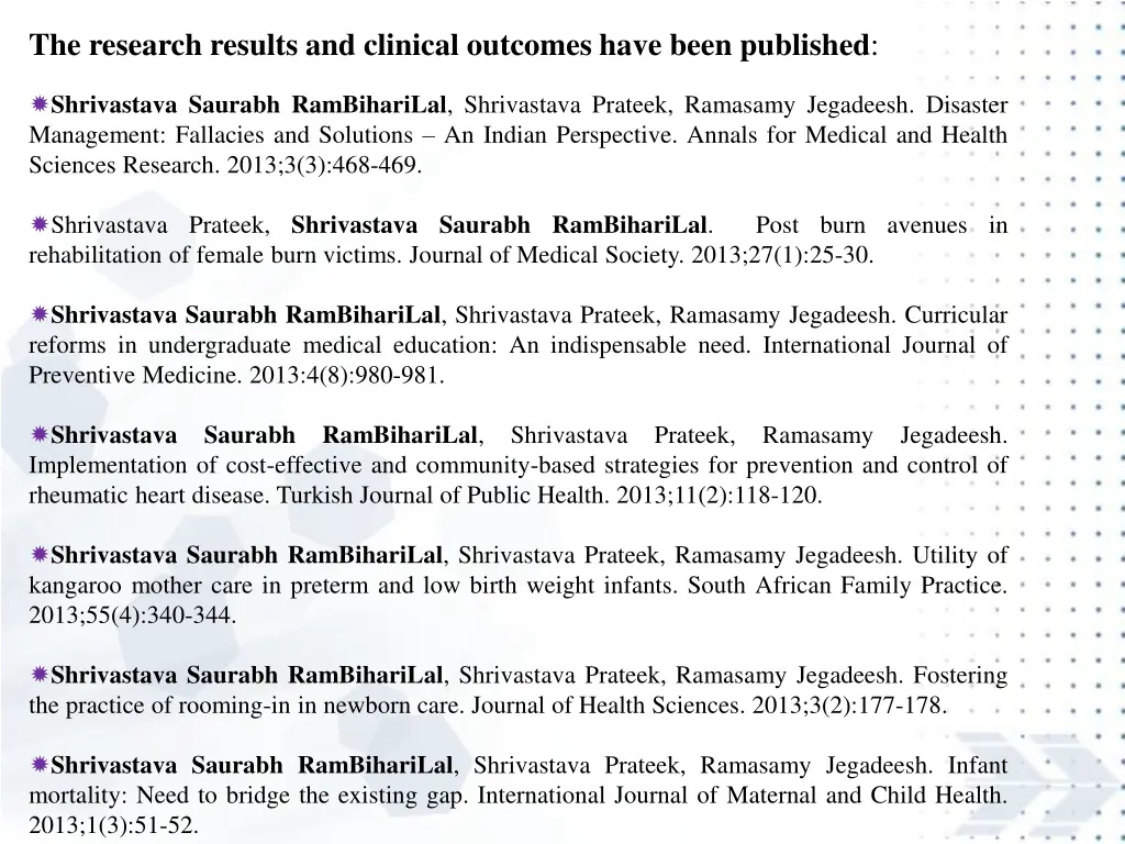 the research results and clinical outcomes have 8