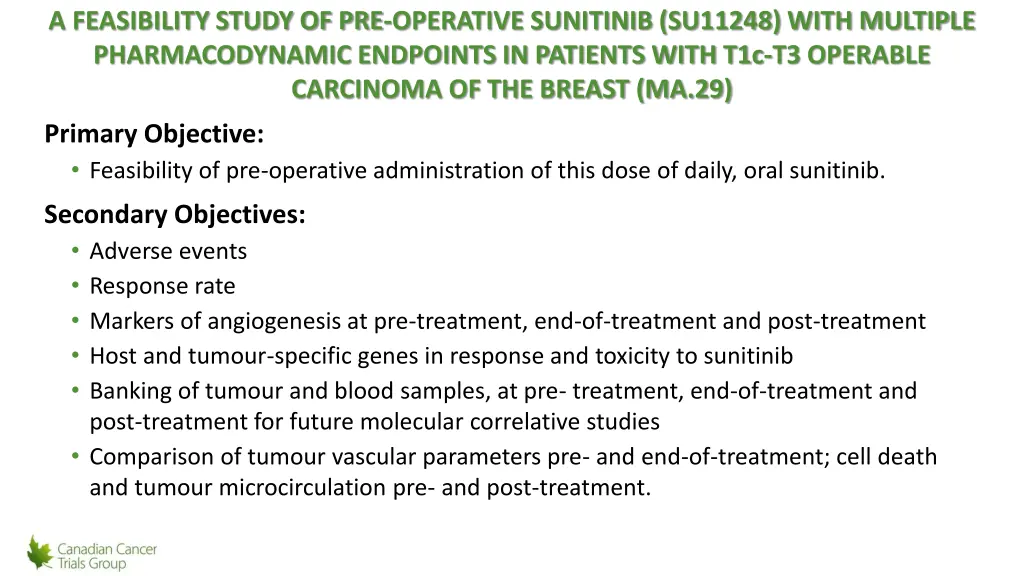 a feasibility study of pre operative sunitinib 1