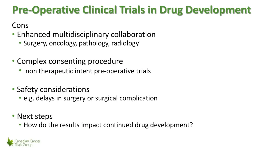 pre operative clinical trials in drug development 2