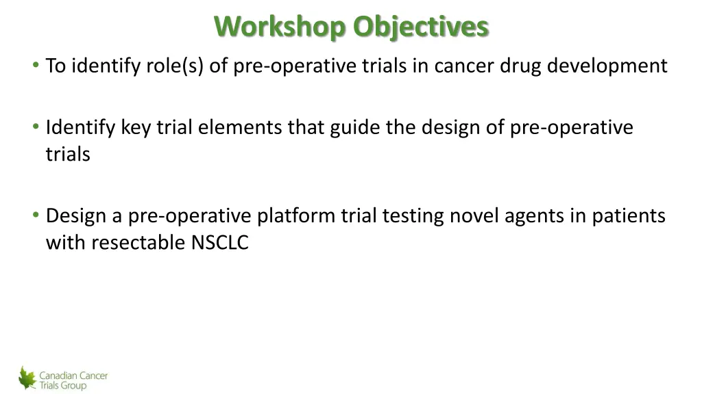 workshop objectives