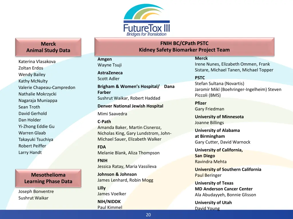 fnih bc cpath pstc kidney safety biomarker