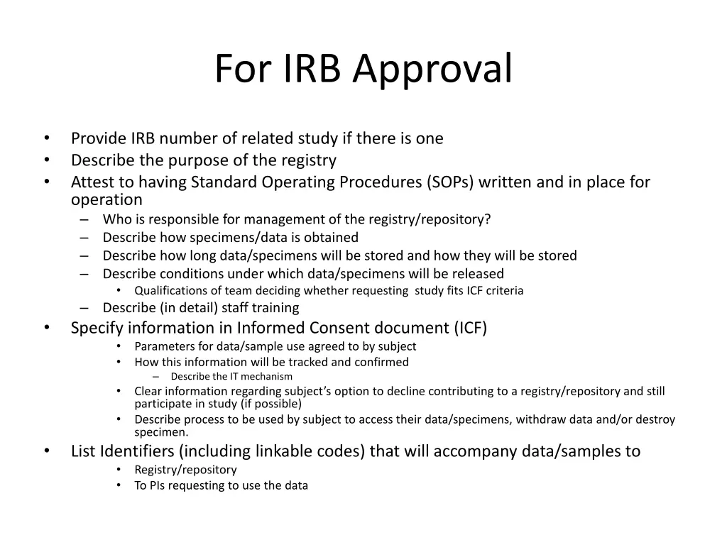 for irb approval